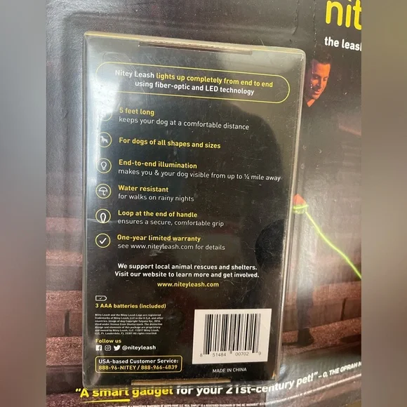 NiteyLeash LED Light Up  Pet Dog Leash Blue NIP - Picture 2 of 2